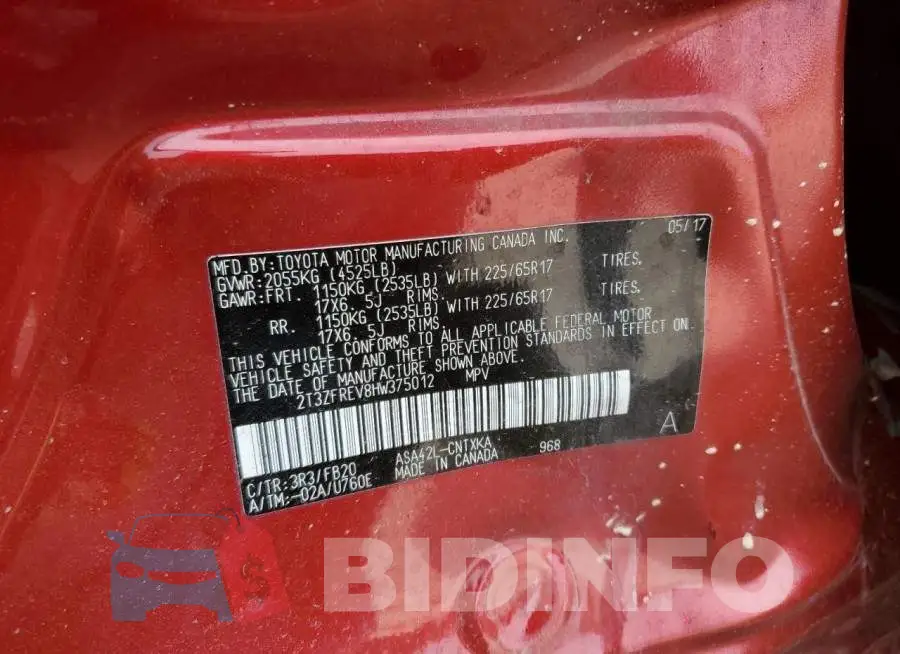 2T3ZFREV8HW375012 Photo# 13