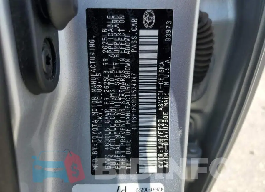 4T1BF1FK8GU524047 Photo# 13