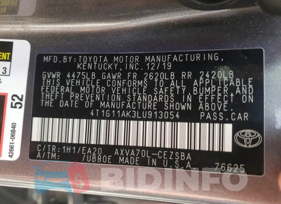 4T1G11AK3LU913054 Photo# 12