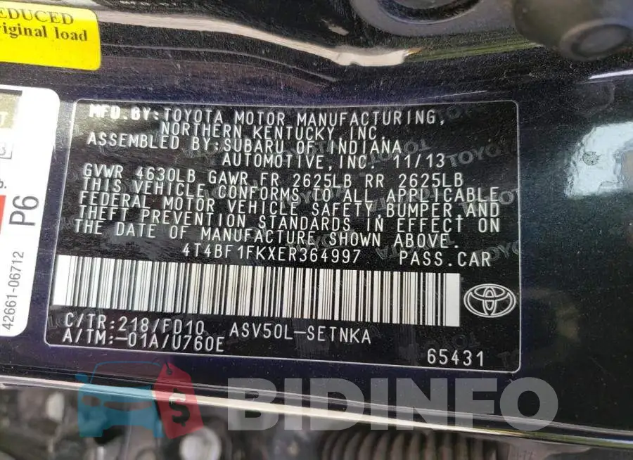 4T4BF1FKXER364997 Photo# 12