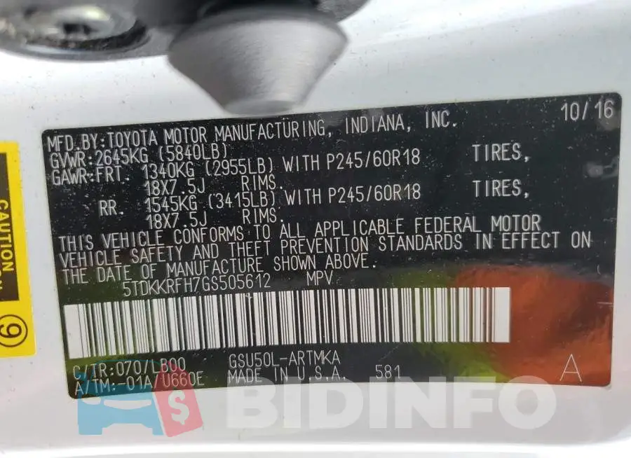 5TDKKRFH7GS505612 Photo# 13