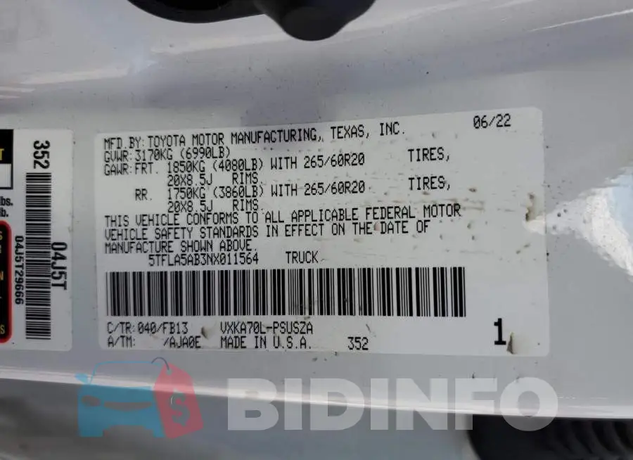 5TFLA5AB3NX011564 Photo# 13
