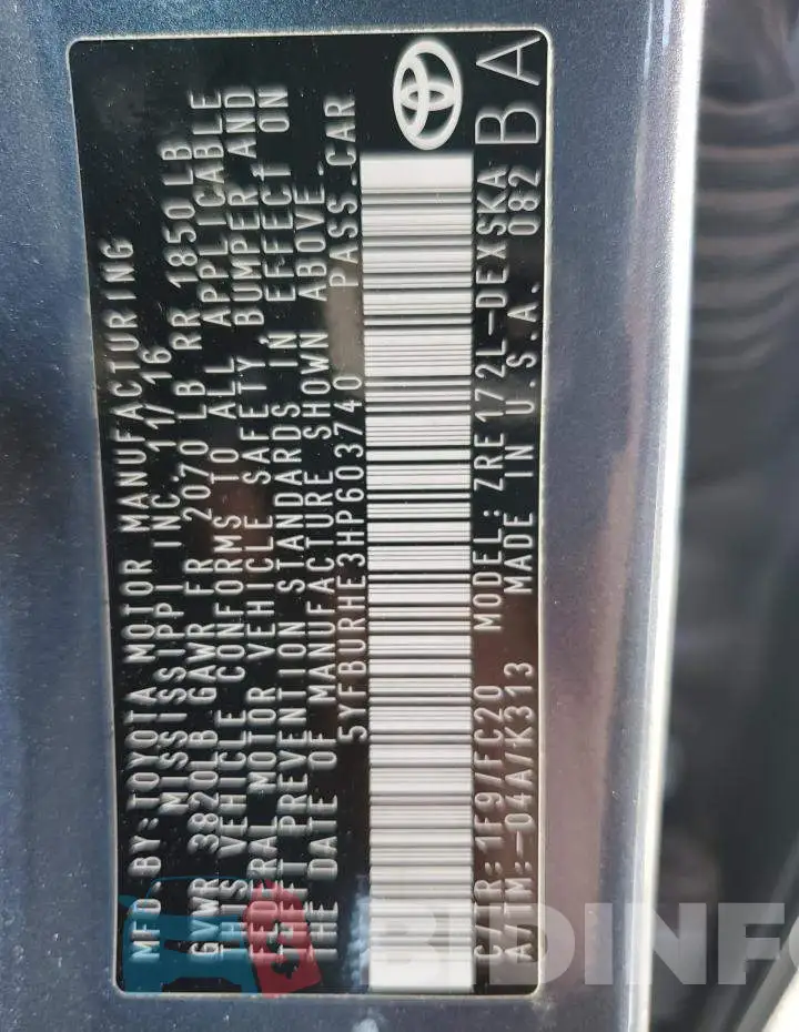 5YFBURHE3HP603740 Photo# 13