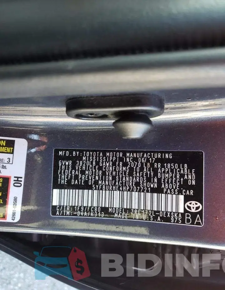 5YFBURHE4HP707721 Photo# 10