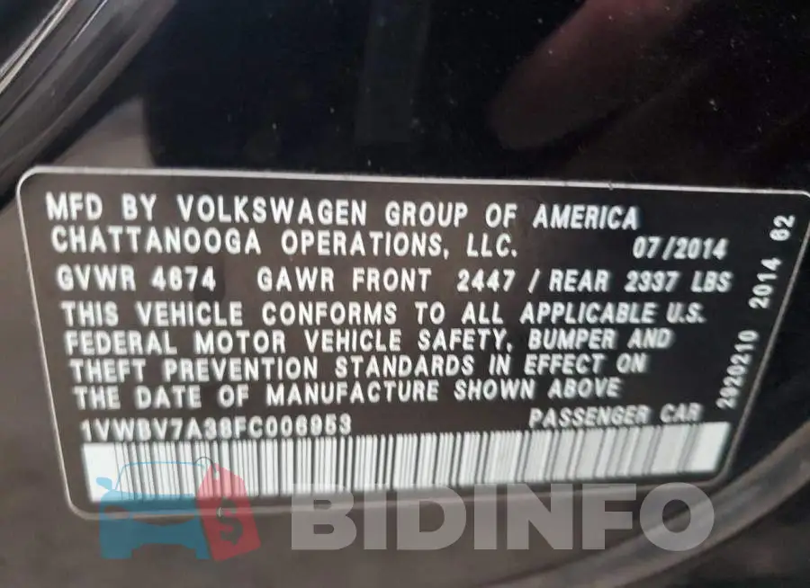 1VWBV7A38FC006953 Photo# 12