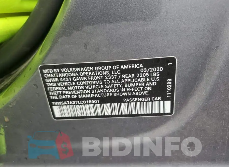 1VWSA7A37LC018907 Photo# 12
