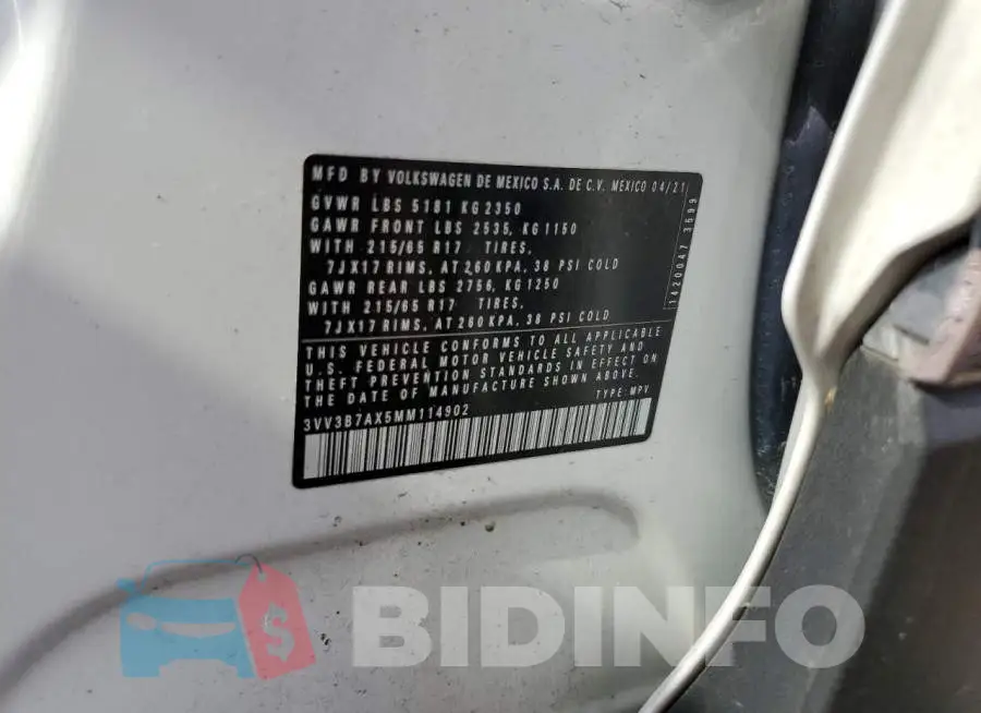 3VV3B7AX5MM114902 Photo# 12
