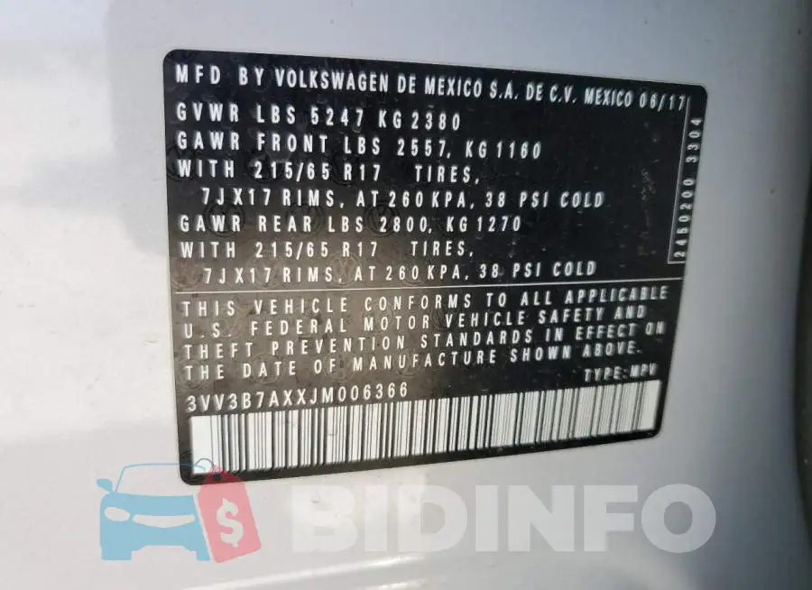 3VV3B7AXXJM006366 Photo# 14