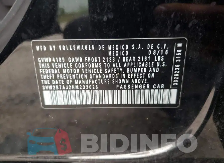 3VW2B7AJ2HM232026 Photo# 10