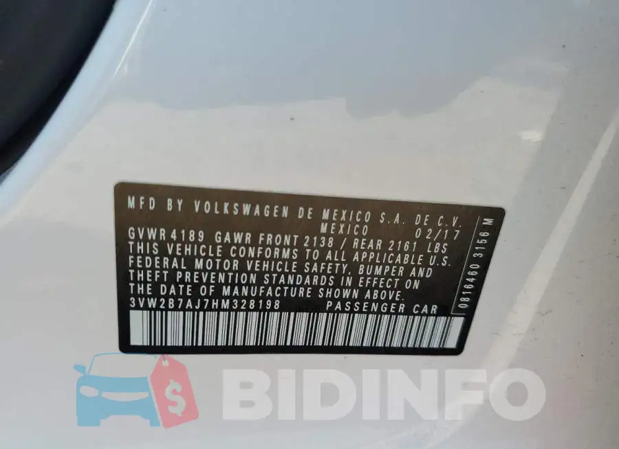 3VW2B7AJ7HM328198 Photo# 12
