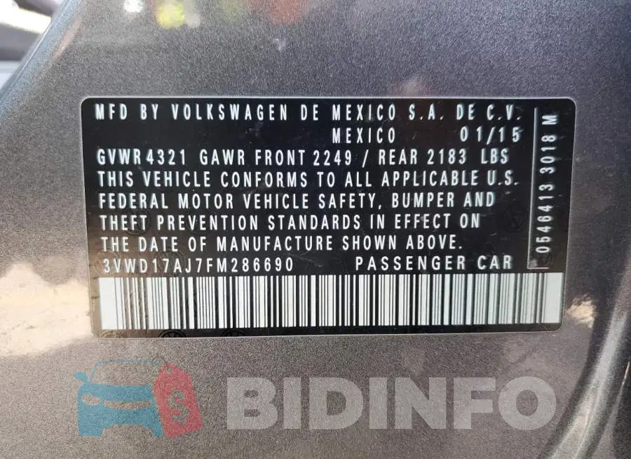3VWD17AJ7FM286690 Photo# 10
