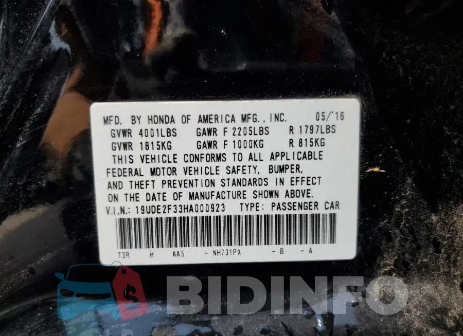 19UDE2F33HA000923 Photo# 13