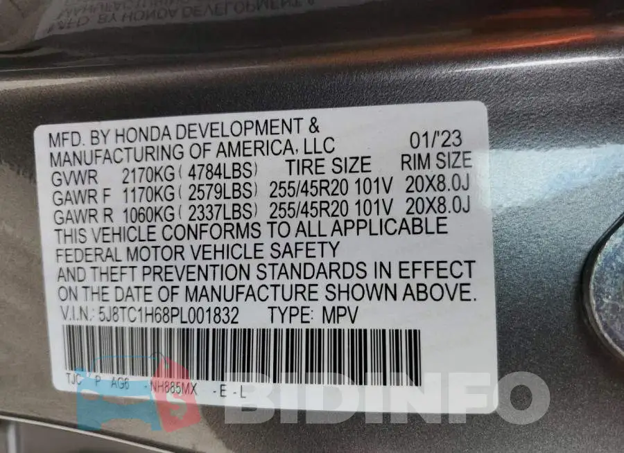 5J8TC1H68PL001832 Photo# 13