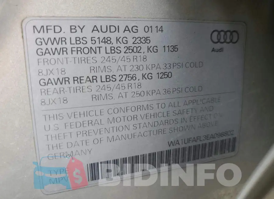 WA1UFAFL3EA098802 Photo# 13