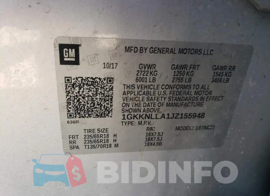 1GKKNLLA1JZ155948 Photo# 13