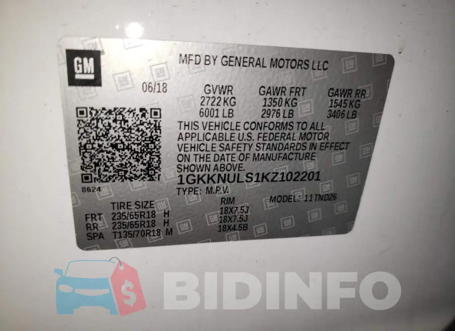 1GKKNULS1KZ102201 Photo# 14