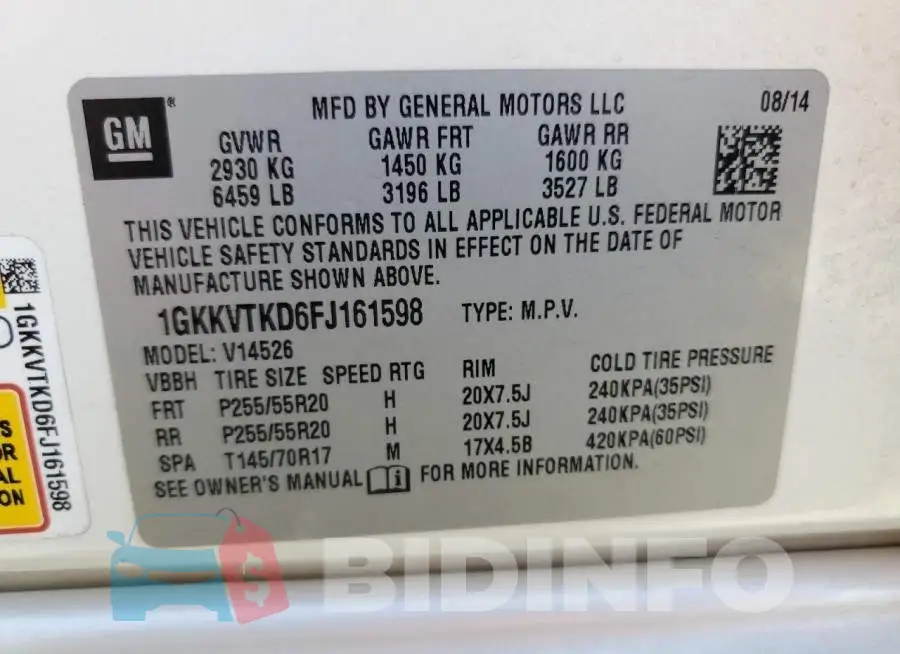 1GKKVTKD6FJ161598 Photo# 13