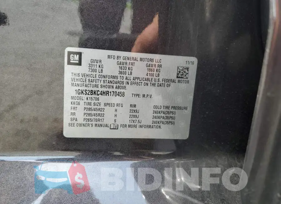 1GKS2BKC4HR170458 Photo# 13