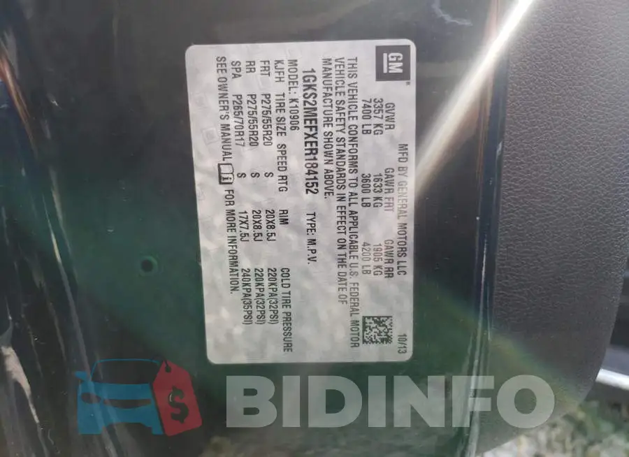 1GKS2MEFXER184152 Photo# 13
