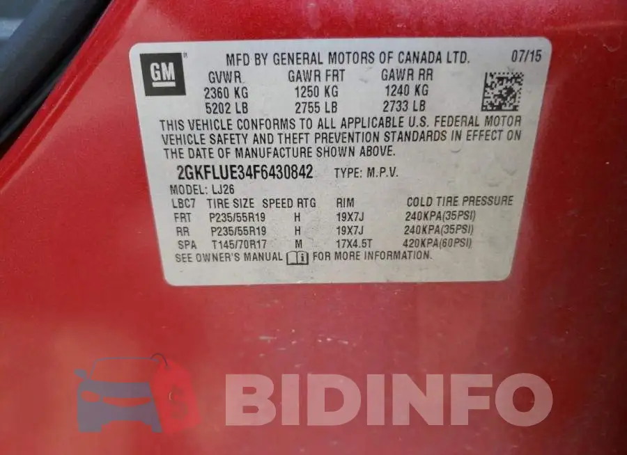 2GKFLUE34F6430842 Photo# 13