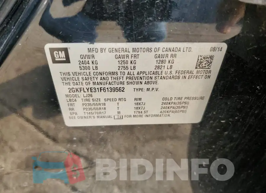 2GKFLYE31F6139562 Photo# 12