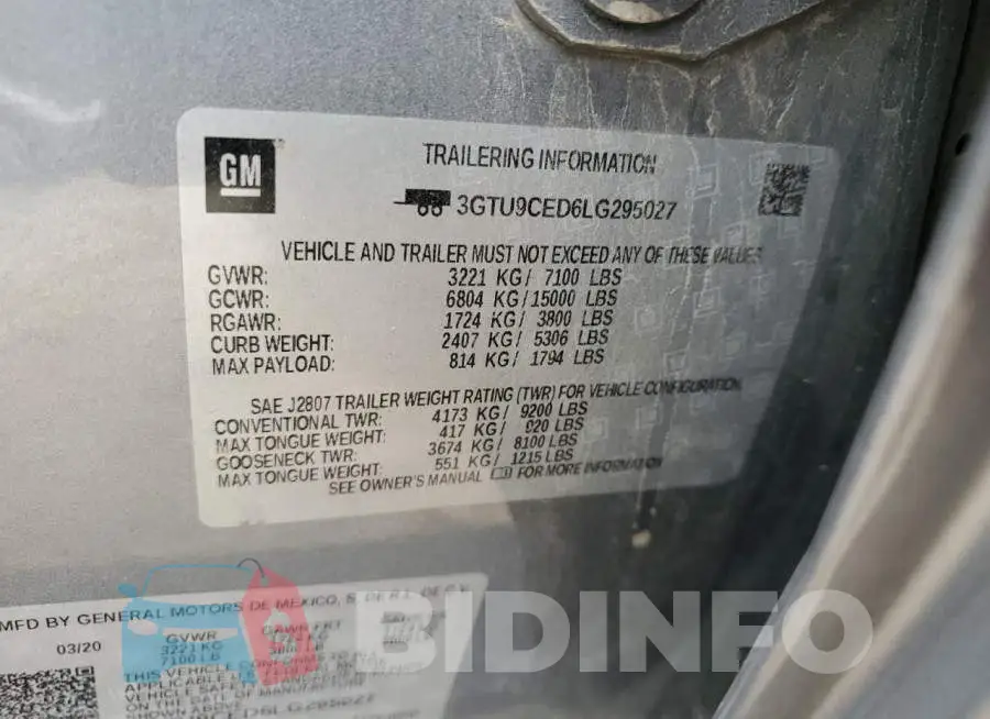 3GTU9CED6LG295027 Photo# 12