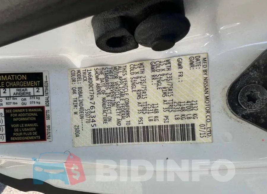 1N6BD0CT7FN761345 Photo# 10