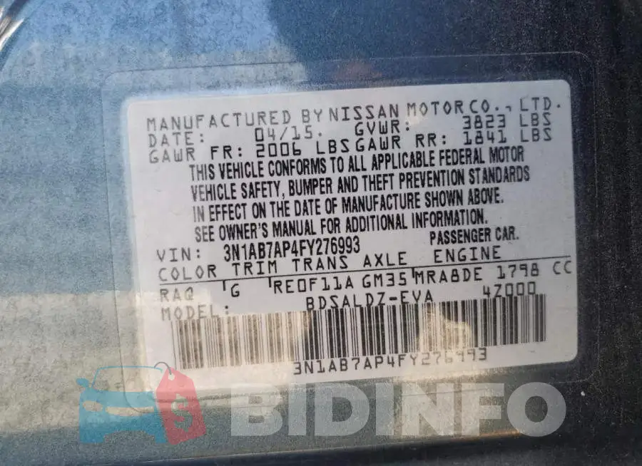 3N1AB7AP4FY276993 Photo# 12