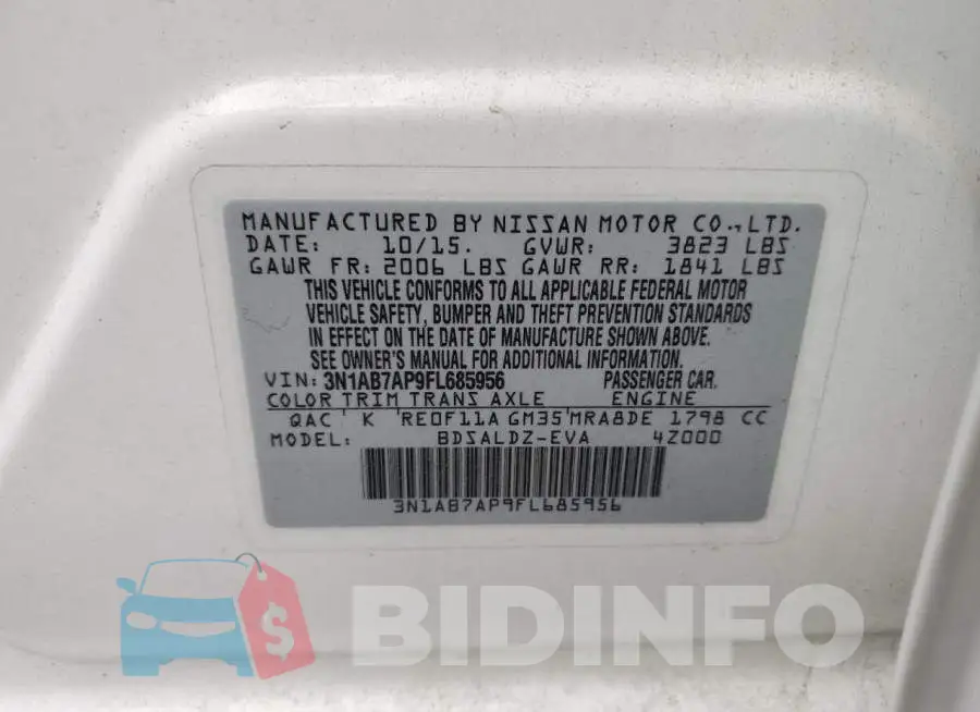 3N1AB7AP9FL685956 Photo# 12