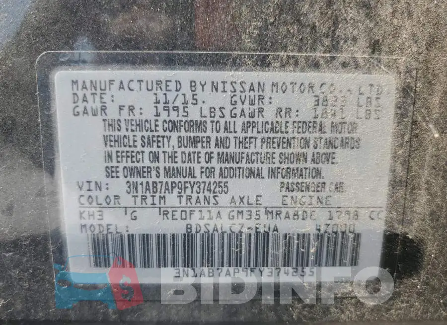3N1AB7AP9FY374255 Photo# 13