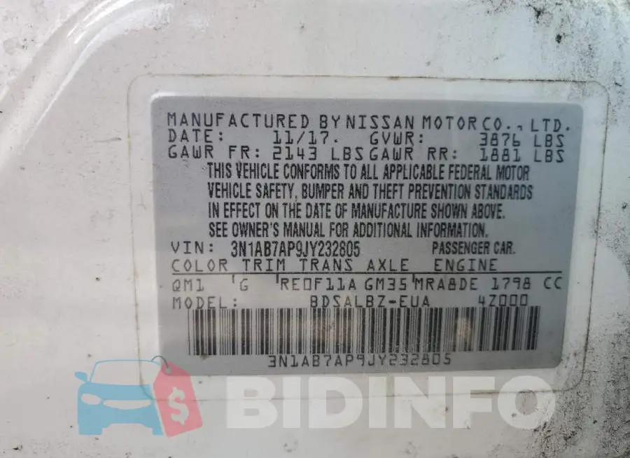 3N1AB7AP9JY232805 Photo# 12