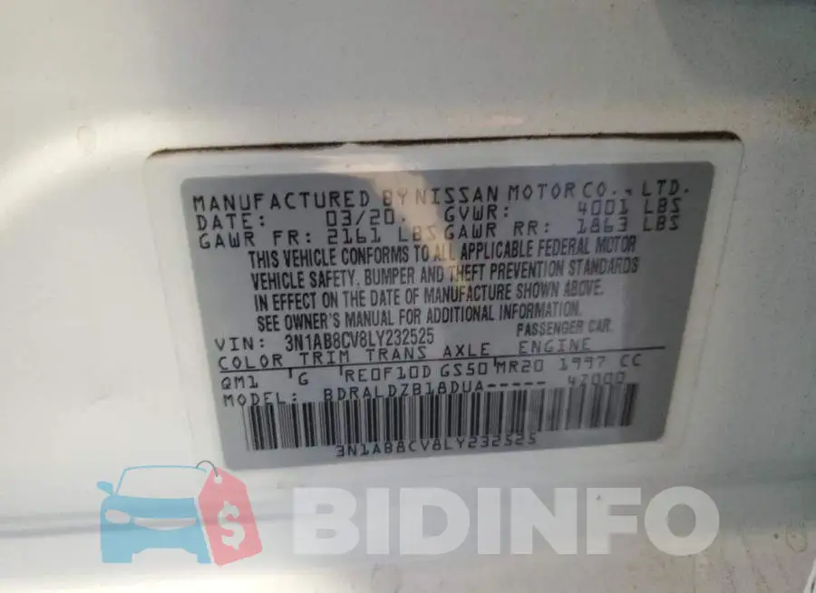 3N1AB8CV8LY232525 Photo# 13
