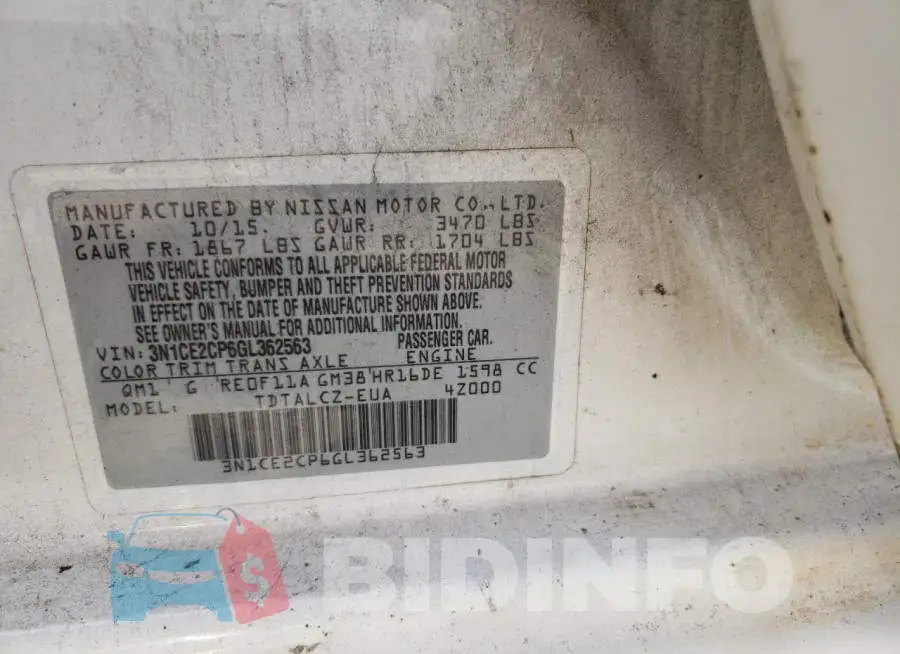 3N1CE2CP6GL362563 Photo# 12