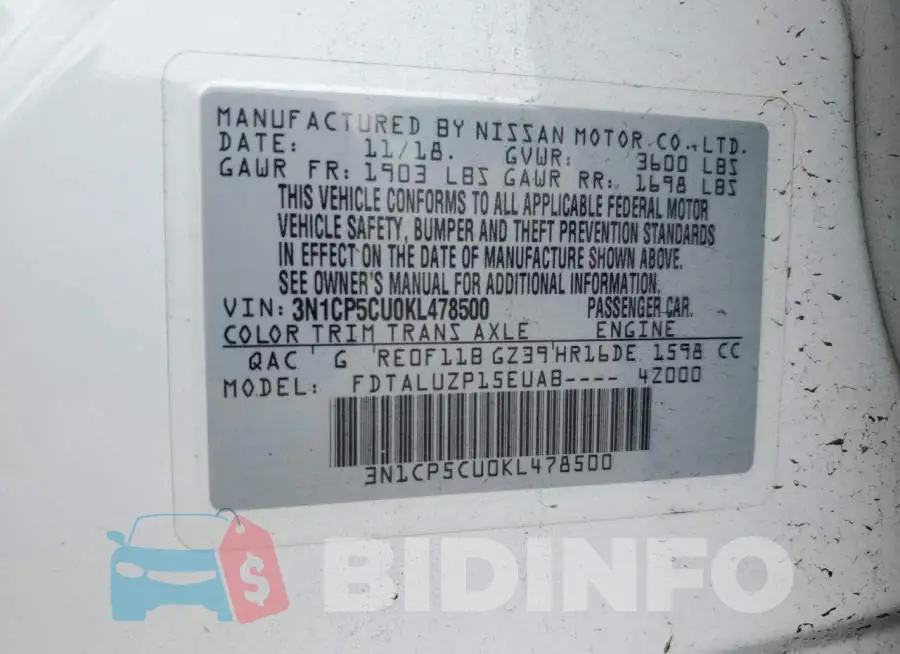 3N1CP5CU0KL478500 Photo# 12