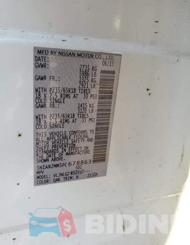 5N1AR2MM5FC678863 Photo# 13