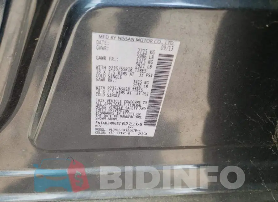 5N1AR2MM6EC622168 Photo# 12