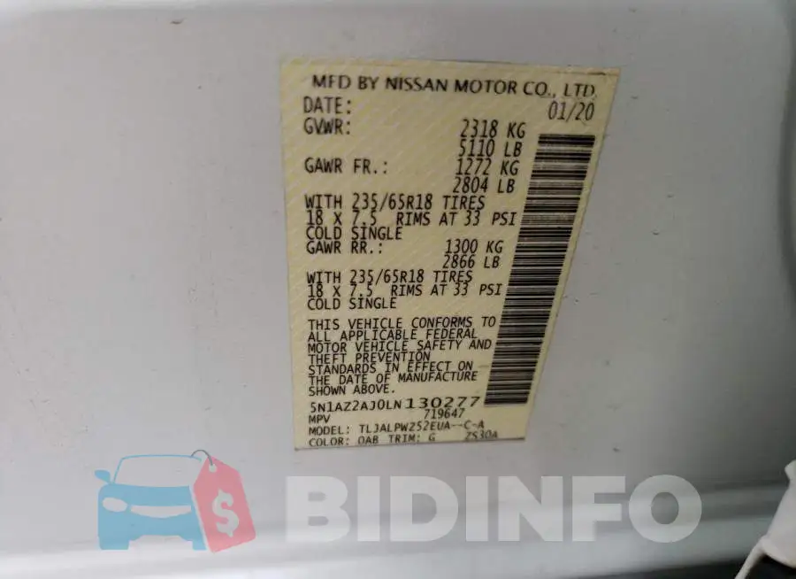 5N1AZ2AJ0LN130277 Photo# 13