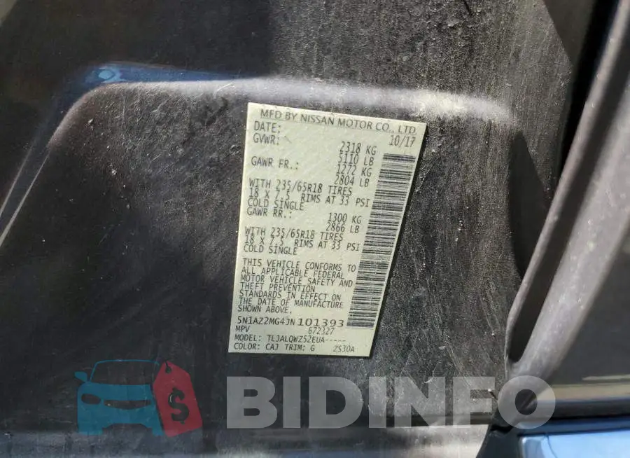 5N1AZ2MG4JN101393 Photo# 13