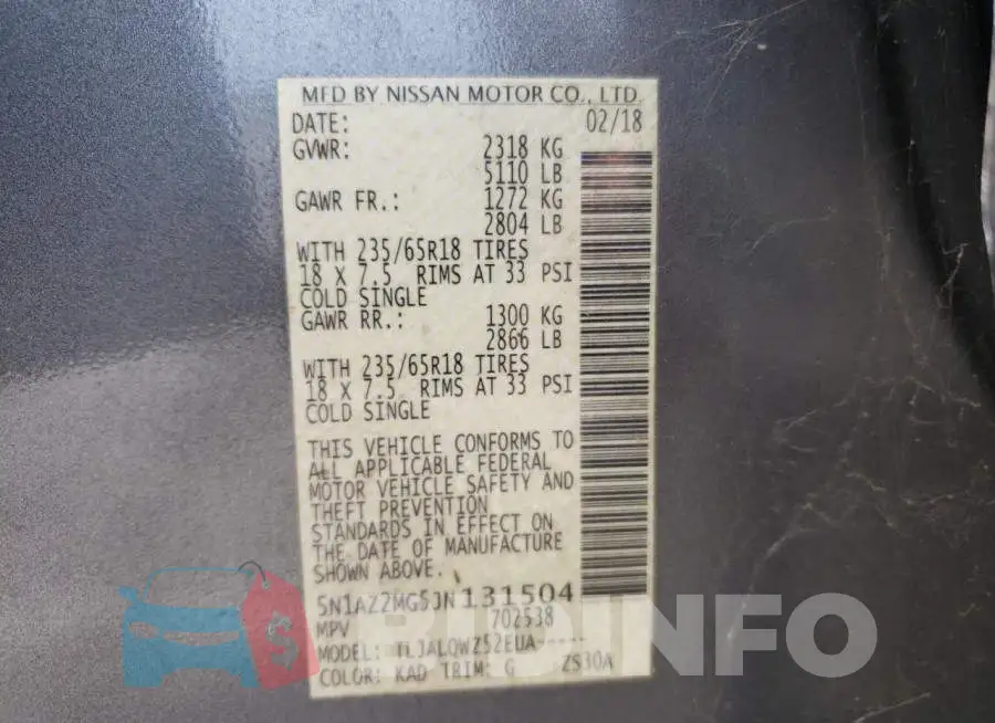 5N1AZ2MG5JN131504 Photo# 13