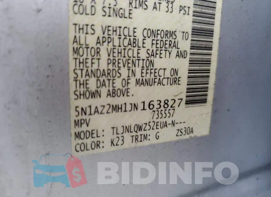 5N1AZ2MH1JN163827 Photo# 13