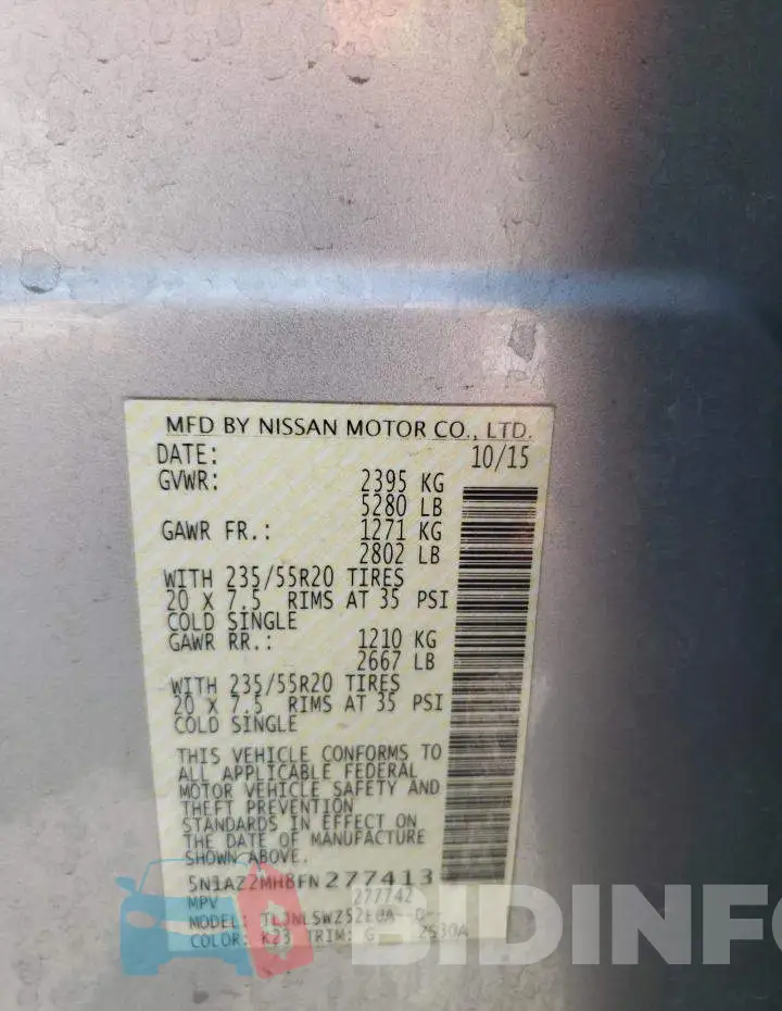 5N1AZ2MH8FN277413 Photo# 13