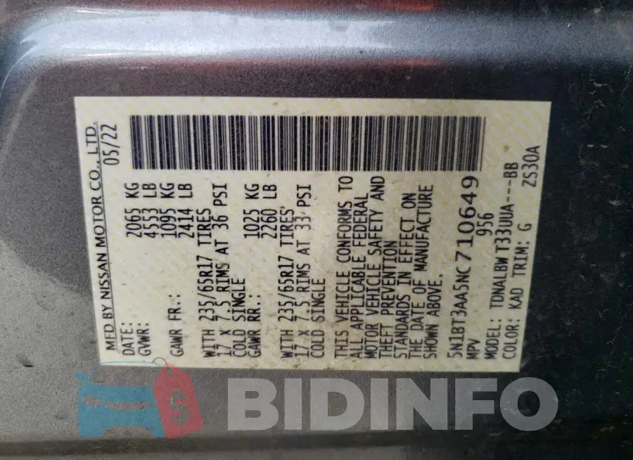 5N1BT3AA5NC710649 Photo# 13