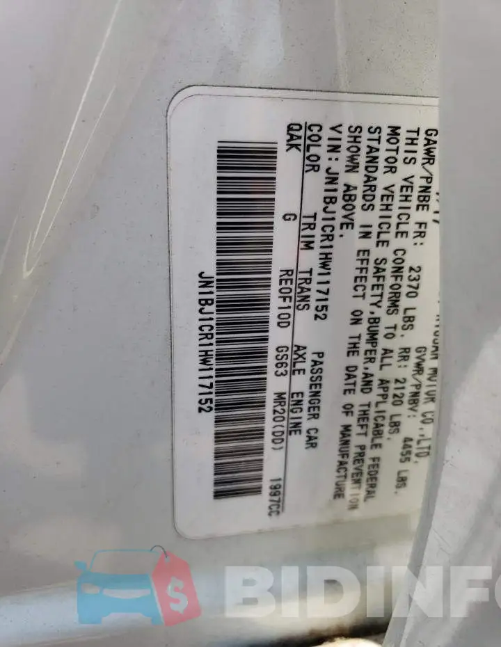 JN1BJ1CR1HW117152 Photo# 13