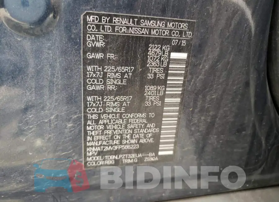 KNMAT2MV3FP586223 Photo# 13