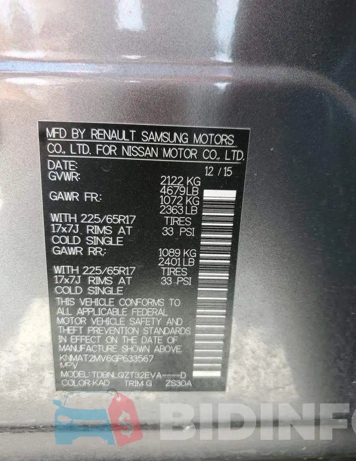 KNMAT2MV6GP633567 Photo# 13