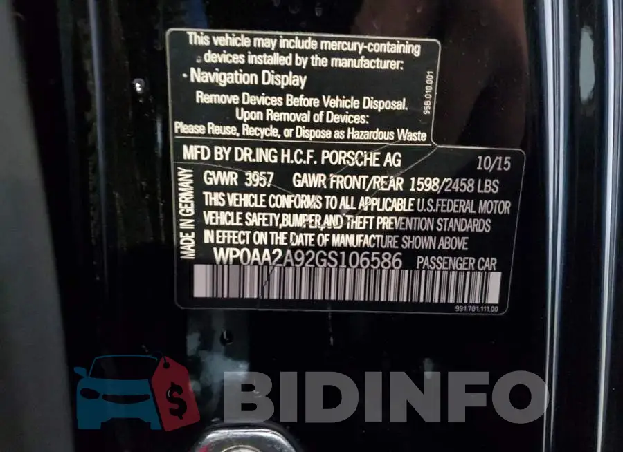 WP0AA2A92GS106586 Photo# 12