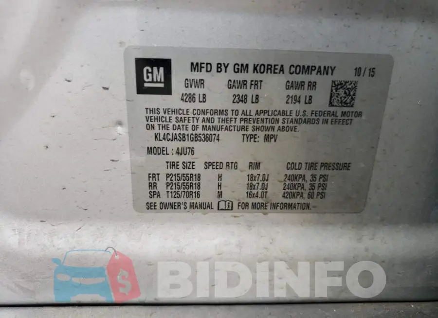 KL4CJASB1GB536074 Photo# 13