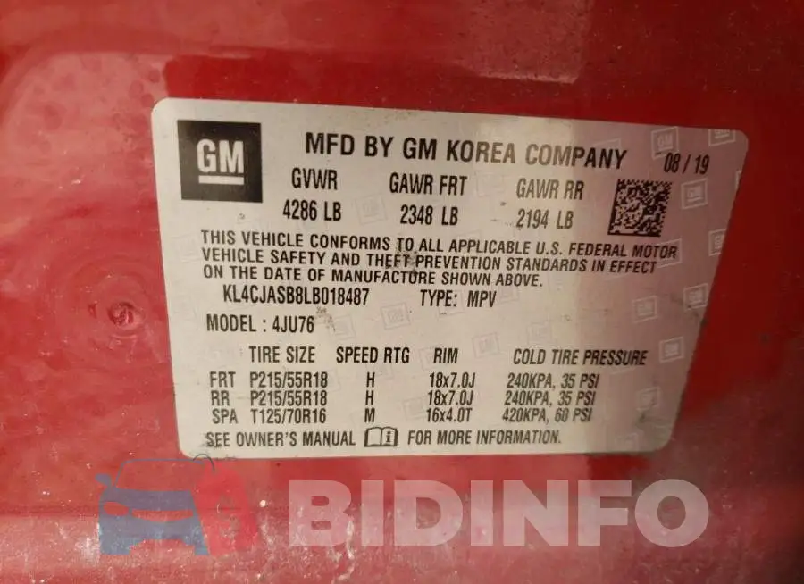KL4CJASB8LB018487 Photo# 14