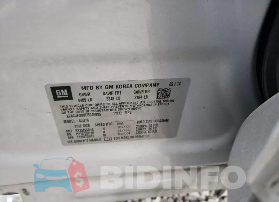 KL4CJFSB8FB046985 Photo# 12