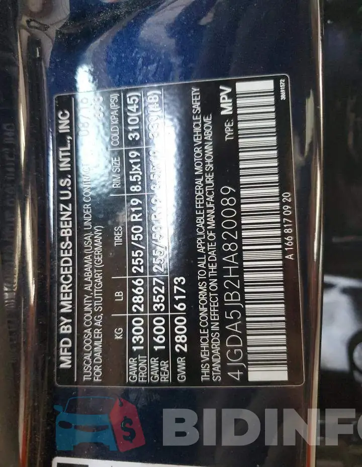 4JGDA5JB2HA820089 Photo# 13